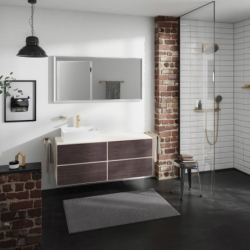 Blat 1370/550 z wycięciem po lewej stronie pod umywalkę wpuszczaną, szlifowaną Piaskowy Beż Matowy Xevolos E HANSGROHE 54205780