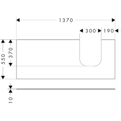 Blat 1370/550 z wycięciem po prawej stronie pod umywalkę wpuszczaną, szlifowaną Biały Matowy Xevolos E HANSGROHE 54206700