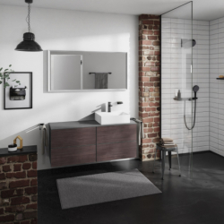 Blat 1370/550 z wycięciem po prawej stronie pod umywalkę wpuszczaną, szlifowaną Szary Łupek Matowy Xevolos E HANSGROHE 54206760