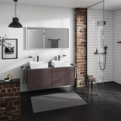 Blat 1370/550 z wycięciami pod 2 umywalki wpuszczane, szlifowaną Szary Łupek Matowy Xevolos E HANSGROHE 54207760