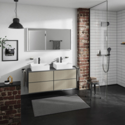 Blat 1370/550 z wycięciami pod 2 umywalki wpuszczane, szlifowaną Szary Łupek Matowy Xevolos E HANSGROHE 54207760