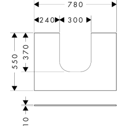 Blat 780/550 z wycięciem na środku pod umywalkę wpuszczaną, szlifowaną Piaskowy Beż Matowy Xevolos E HANSGROHE 54208780