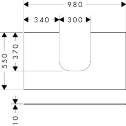 Blat 980/550 z wycięciem na środku pod umywalkę wpuszczaną, szlifowaną Szary Łupek Matowy Xevolos E HANSGROHE 54209760