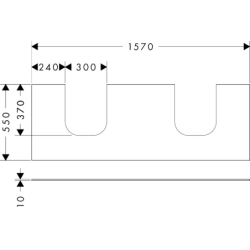 Blat 1570/550 z wycięciami pod 2 umywalki wpuszczane, szlifowaną Szary Łupek Matowy Xevolos E HANSGROHE 54211760