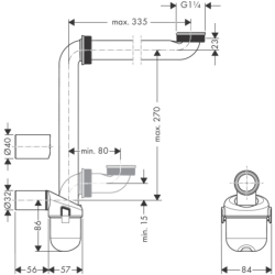 Syfon oszczędzający miejsce, umywalkowy, 50 mm HANSGROHE 54235000