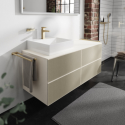 Szafka pod umyw wpuszczaną/nablatową po lewej stronie z 4 szufladami 1370/550, Piaskowy Beż Matowy Xevolos E HANSGROHE 54237390