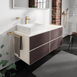 Szafka pod umyw wpuszczaną/nablatową po lewej stronie z 4 szufladami 1370/550, Piaskowy Beż Matowy Xevolos E HANSGROHE 54237730