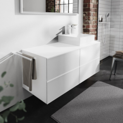 Szafka pod umywalkę wpuszczaną/nablatową po prawej stronie z 4 szufladami 1370/550, Biały Matowy Xevolos E HANSGROHE 54239320