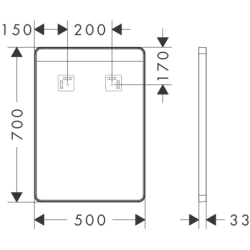 Lustro z górnym oświetleniem LED 500/30, włącznik ścienny Biały Matowy Xarita Lite Q HANSGROHE 54956700