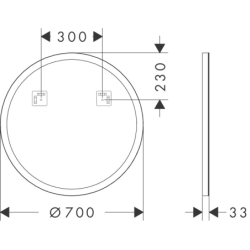 Lustro oświetleniem LED 700/30, włącznik ścienny Czarny Matowy Xarita Lite S HANSGROHE 54966670