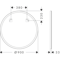 Lustro oświetleniem LED 900/30, włącznik ścienny Czarny Matowy Xarita Lite S HANSGROHE 54967670