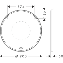 Lustro z oświetleniem LED 900/50, pojemnościowy sensor dotykowy Biały Matowy Xarita S HANSGROHE 54981700
