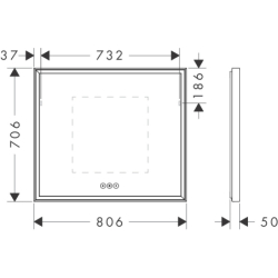 Lustro z oświetleniem LED 800/50, pojemnościowy sensor dotykowy Biały Matowy Xarita E HANSGROHE 54987700