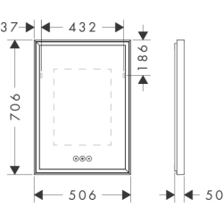 Lustro z oświetleniem LED 500/50, pojemnościowy sensor dotykowy Biały Matowy Xarita E HANSGROHE 54989700