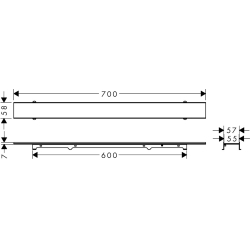 Element zewnętrzny odpływu liniowego 600 z możliwością przycięcia i do wyłożenia płytkami RainDrain Rock HANSGROHE 56029000
