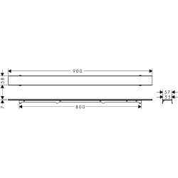 Element zewnętrzny odpływu liniowego 800 z możliwością przycięcia i do wyłożenia płytkami RainDrain Rock HANSGROHE 56031000