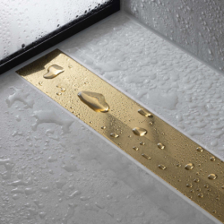 El. zew. odpływu liniowego 1200, montaż odsunięty od ściany Złoty Optyczny Polerowany RainDrain Flex HANSGROHE 56047990