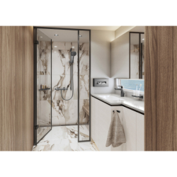 Element zewnętrzny odpływu liniowego 1200, montaż przyścienny Czarny Chrom Szczotkowany RainDrain Flex HANSGROHE 56054340