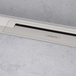 Element zewnętrzny odpływu liniowego 1200, montaż przyścienny Stal Szlachetna Szczotkowana RainDrain Flex HANSGROHE 56054800