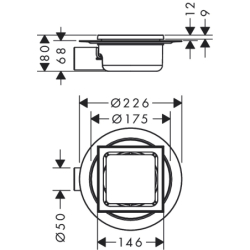 Kompletny odpływ punktowy 150/150, ruszt ozdobny Stal Szlachetna Szczotkowana RainDrain Spot HANSGROHE 56055800