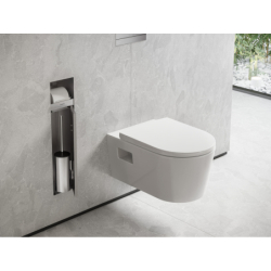 Wnęka ścienna na papier z pojemnikiem na szczotkę, drzwiczki Stal Szlachetna brushed XtraStoris Rock HANSGROHE 56062800