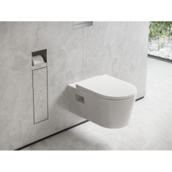 Wnęka ścienna na papier z pojemnikiem na szczotkę, drzwiczki Stal Szlachetna brushed XtraStoris Rock HANSGROHE 56062800