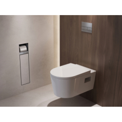 Wnęka ścienna na papier z pojemnikiem na szczotkę, drzwiczki Stal Szlachetna brushed XtraStoris Rock HANSGROHE 56062800