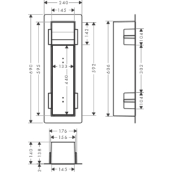 Wnęka ścienna na papier z pojemnikiem na szczotkę, drzwiczki Stal Szlachetna brushed XtraStoris Rock HANSGROHE 56062800