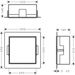 Wnęka ścienna z koszem na śmieci i drzwiczkami do wyłożenia płytkami 300/300/140 Biały Matowy XtraStoris Rock HANSGROHE 56090700