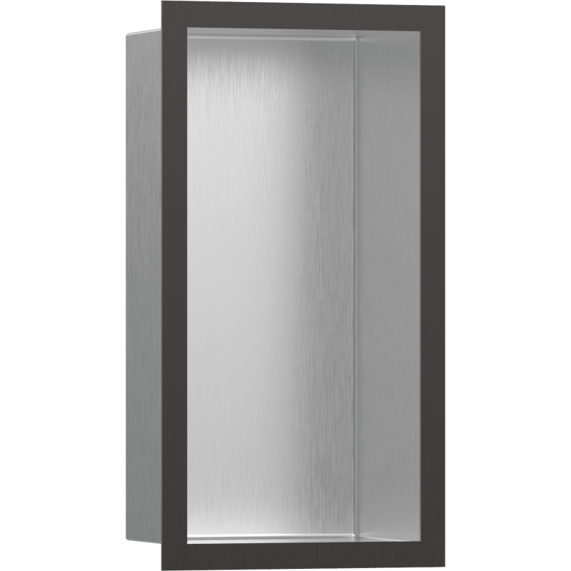Wnęka ścienna Stal Szlachetna brushed z ozdobną ramką 300/150/100 Czarny Chrom brushed XtraStoris Individual HANSGROHE 56094340