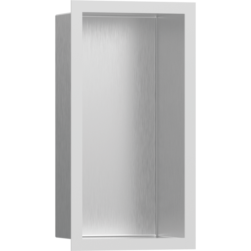 Wnęka ścienna Stal Szlachetna Szczotkowana z ozdobną ramką 300/150/100 Biały Matowy XtraStoris Individual HANSGROHE 56094700