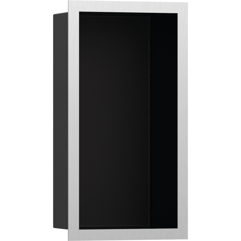 Wnęka ścienna Czarny Matowy z ozdobną ramką 300/150/100 Stal Szlachetna Szczotkowana XtraStoris Individual HANSGROHE 56095800