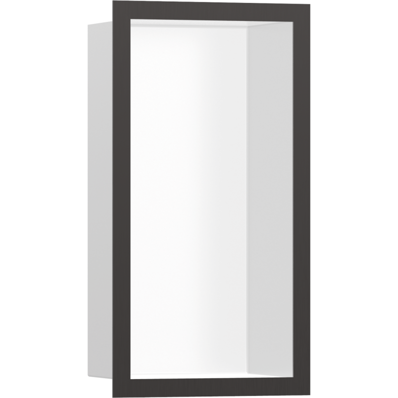 Wnęka ścienna Biały Matowy z ozdobną ramką 300/150/100 Czarny Chrom Szczotkowany XtraStoris Individual HANSGROHE 56096340