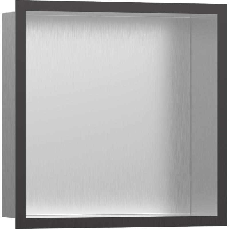 Wnęka ścienna Stal Szlachetna brushed z ozdobną ramką 300/300/100 Czarny Chrom brushed XtraStoris Individual HANSGROHE 56097340
