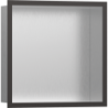 Wnęka ścienna Stal Szlachetna brushed z ozdobną ramką 300/300/100 Czarny Chrom brushed XtraStoris Individual HANSGROHE 56097340