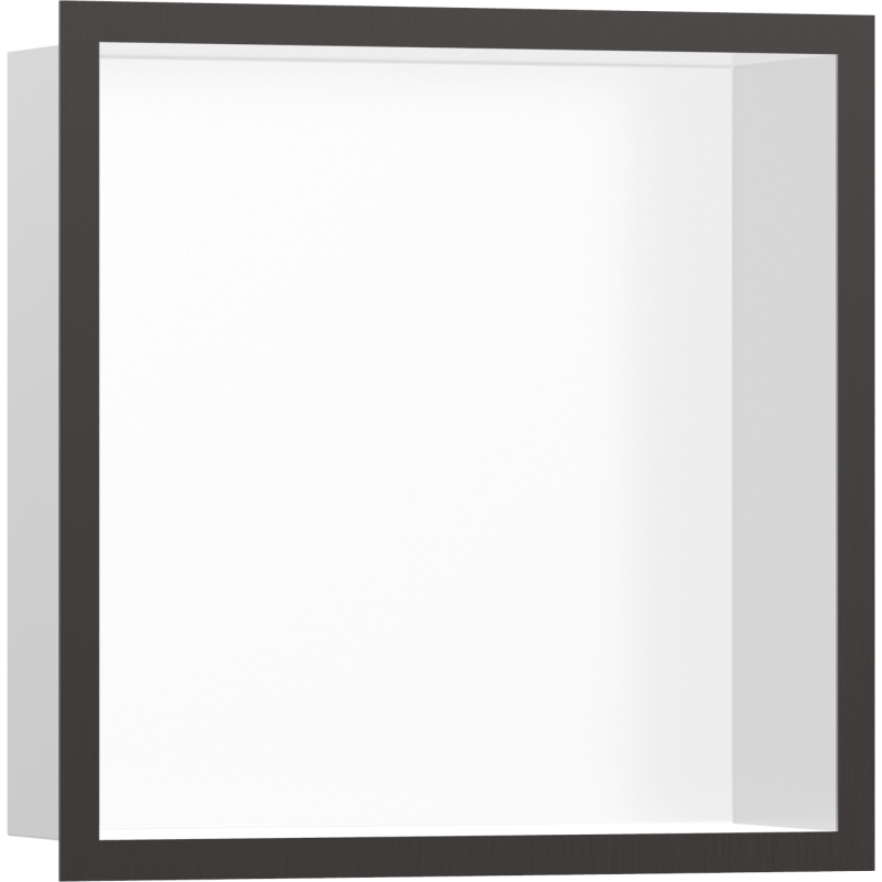 Wnęka ścienna Biały Matowy z ozdobną ramką 300/300/100 Czarny Chrom Szczotkowany XtraStoris Individual HANSGROHE 56099340