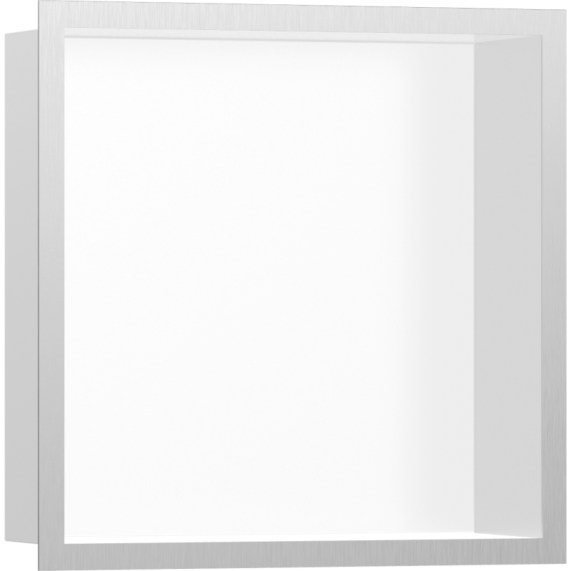 Wnęka ścienna Biały Matowy z ozdobną ramką 300/300/100 Stal Szlachetna Szczotkowana XtraStoris Individual HANSGROHE 56099800