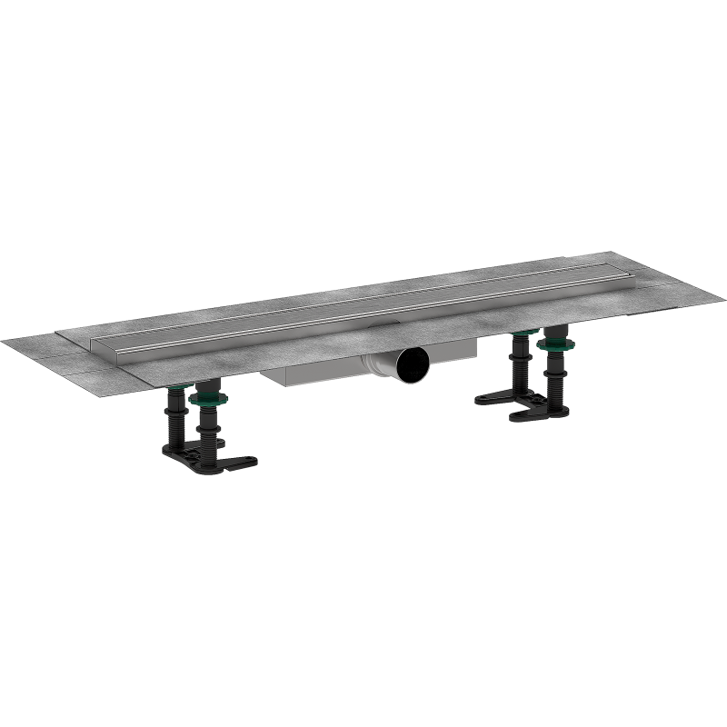 Kompletny odpływ liniowy 600, ruszt ozdobny, niski Stal Szlachetna Szczotkowana RainDrain Compact HANSGROHE 56162800