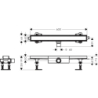Kompletny odpływ liniowy 600, ruszt do wyłożenia płytkami, niski RainDrain Compact HANSGROHE 56163000