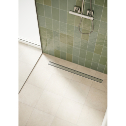 Kompletny odpływ liniowy 800, ruszt ozdobny, niski Stal Szlachetna Szczotkowana RainDrain Compact HANSGROHE 56166800