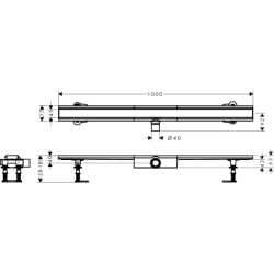 Kompletny odpływ liniowy 1000, ruszt ozdobny, niski Stal Szlachetna Szczotkowana RainDrain Compact HANSGROHE 56170800