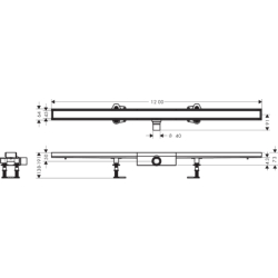 Kompletny odpływ liniowy 1200, ruszt do wyłożenia płytkami, niski RainDrain Compact HANSGROHE 56173000