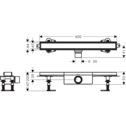 Kompletny odpływ liniowy 600, ruszt do wyłożenia płytkami, standardowy RainDrain Compact HANSGROHE 56175000