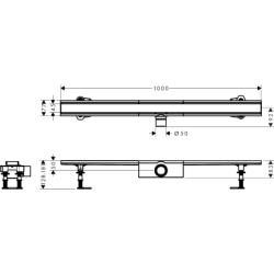 Kompletny odpływ liniowy 1000, ruszt ozdobny, standardowy Stal Szlachetna Szczotkowana RainDrain Compact HANSGROHE 56182800
