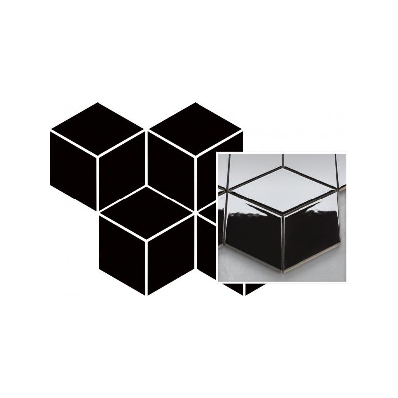 UNIWERSALNA MOZAIKA PRASOWANA NERO PARADYZ ROMB HEXAGON 20,4X23,8 GAT.1 (P.50397)