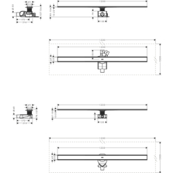 Kompletny odpływ liniowy 1200, standardowy/niski Stal Szlachetna Szczotkowana RainDrain Allround HANSGROHE 56190800