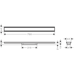 Element zewnętrzny odpływu liniowego 700 Stal Szlachetna Szczotkowana RainDrain Original HANSGROHE 56197800