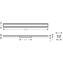Element zewnętrzny odpływu liniowego 800 Stal Szlachetna Szczotkowana RainDrain Original HANSGROHE 56198800