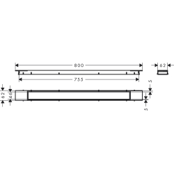 Element zewnętrzny odpływu liniowego 800 ze stelażem reg. wys. Biały Matowy RainDrain Match Plus HANSGROHE 56215700