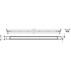 Element zewnętrzny odpływu liniowego 1200 ze stelażem reg. wys. Czarny Matowy RainDrain Match Plus HANSGROHE 56218670
